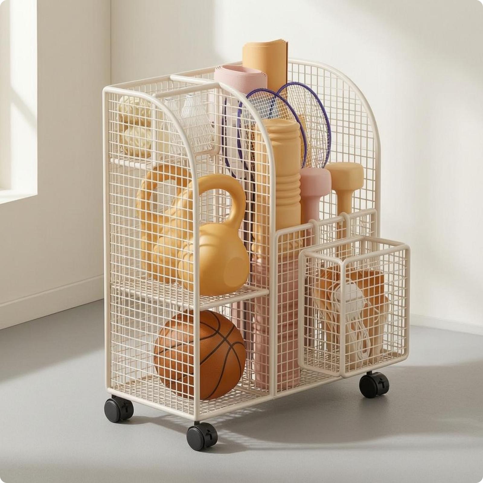 عربة تخزين معدنية متعددة الأقس - مراجعة Sports Equipment For Home وسعره